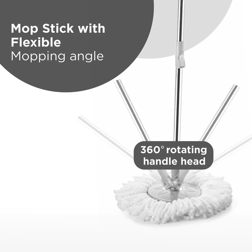 360° Professional Spin Mop & Bucket System – Stainless Steel Handle with Microfiber Head