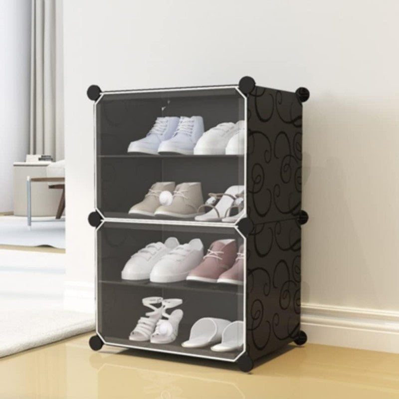 4-Layer Shoe Organizer Cabinet with Transparent Doors – Dust-Proof Stackable Shoe Rack