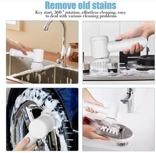 5-in-1 Electric Magic Cleaning Brush – Cordless Handheld Power Scrubber for Bathroom & Kitchen