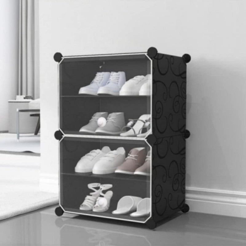 4-Layer Shoe Organizer Cabinet with Transparent Doors – Dust-Proof Stackable Shoe Rack