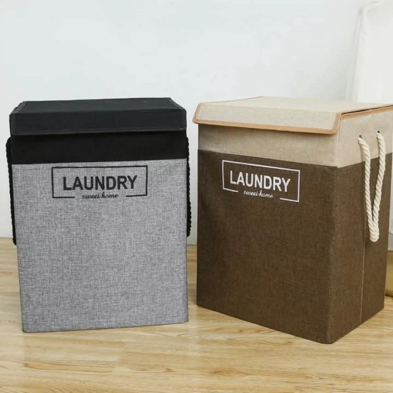 Large Foldable Laundry Basket with Lid – Collapsible Fabric Hamper for Clothes & Toys