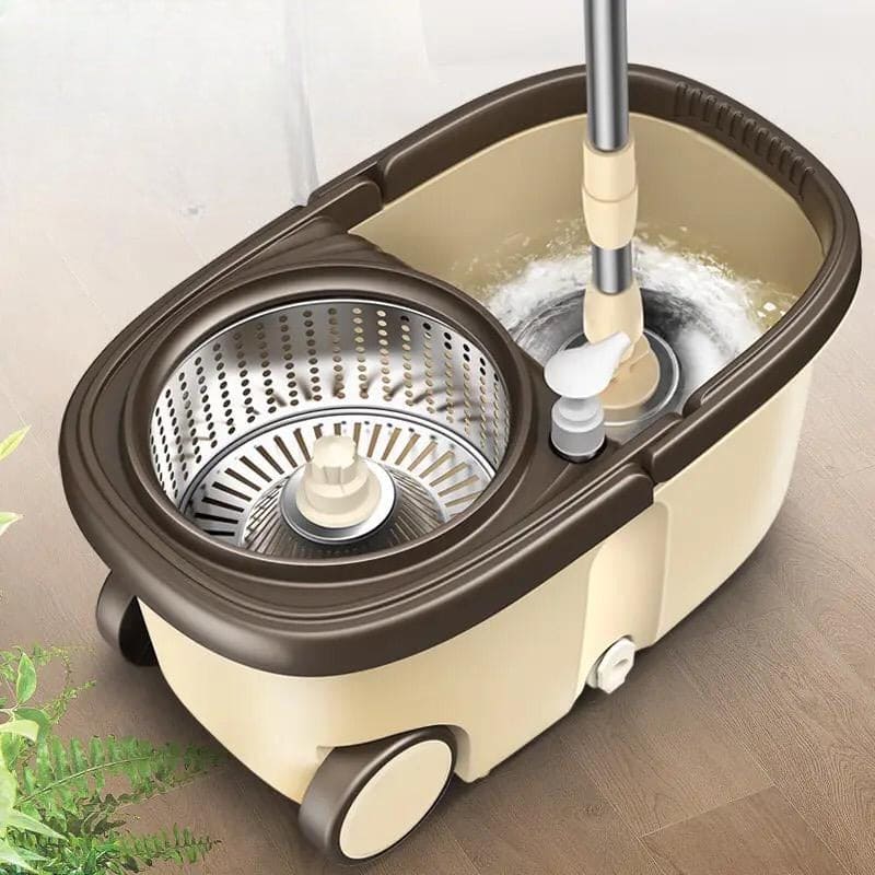 360° Professional Spin Mop & Bucket System – Stainless Steel Handle with Microfiber Head