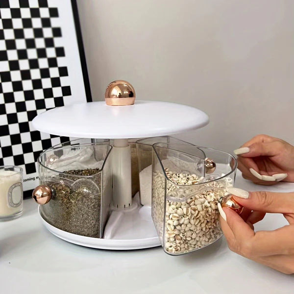 Double-Tier Rotating Storage Carousel – Non-Slip Lazy Susan for Spices, Skincare & Fridge