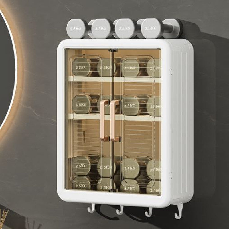 3-Tier Bathroom Organizer with Transparent Sliding Doors – Magnetic Wall Cabinet