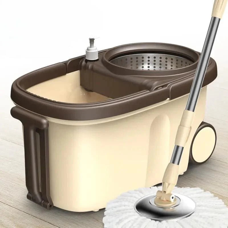 360° Professional Spin Mop & Bucket System – Stainless Steel Handle with Microfiber Head