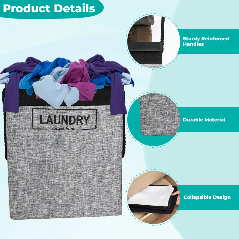 Large Foldable Laundry Basket with Lid – Collapsible Fabric Hamper for Clothes & Toys
