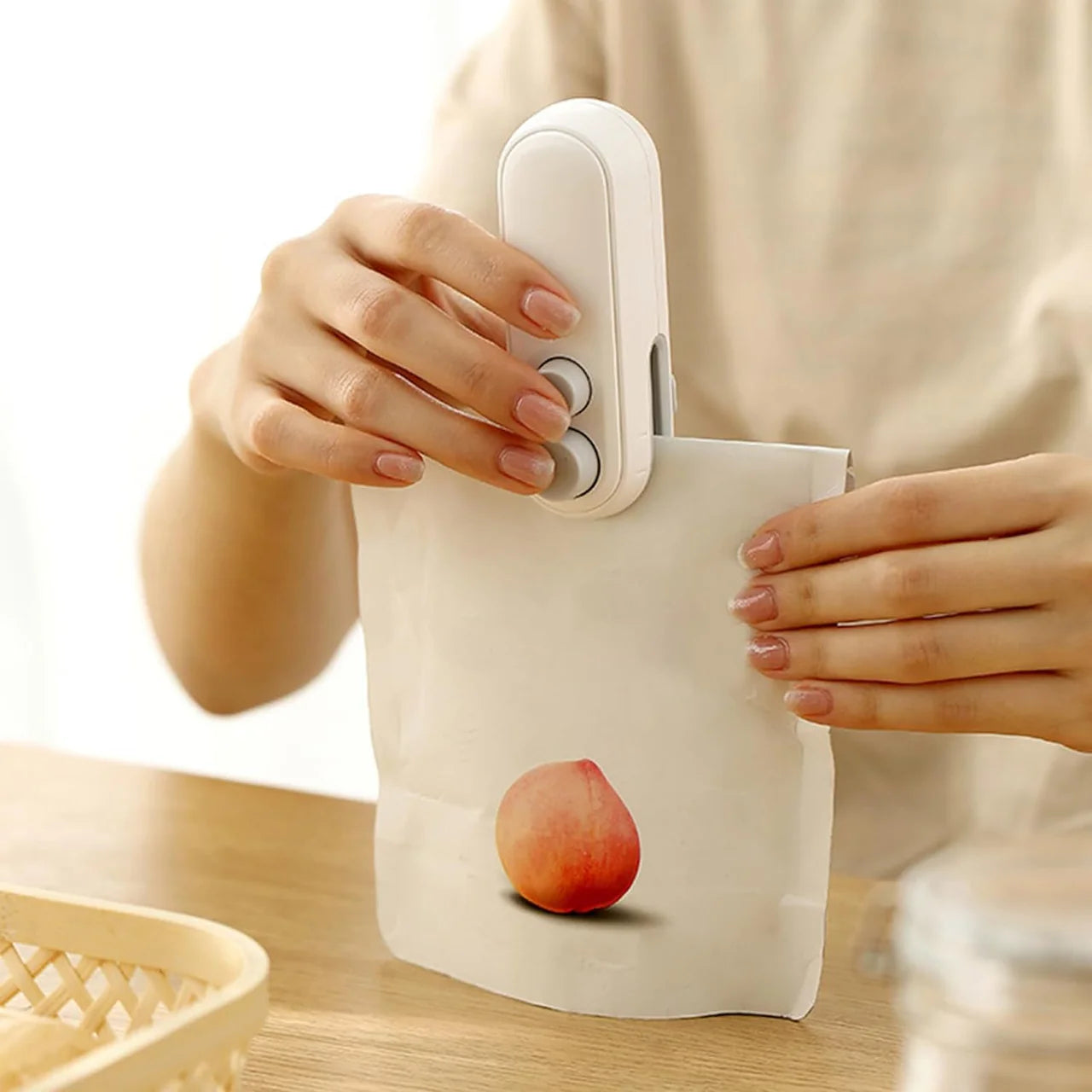 USB Rechargeable Mini Heat Sealer – 2-in-1 Portable Bag Sealer & Cutter for Food Storage