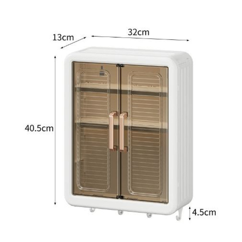 3-Tier Bathroom Organizer with Transparent Sliding Doors – Magnetic Wall Cabinet