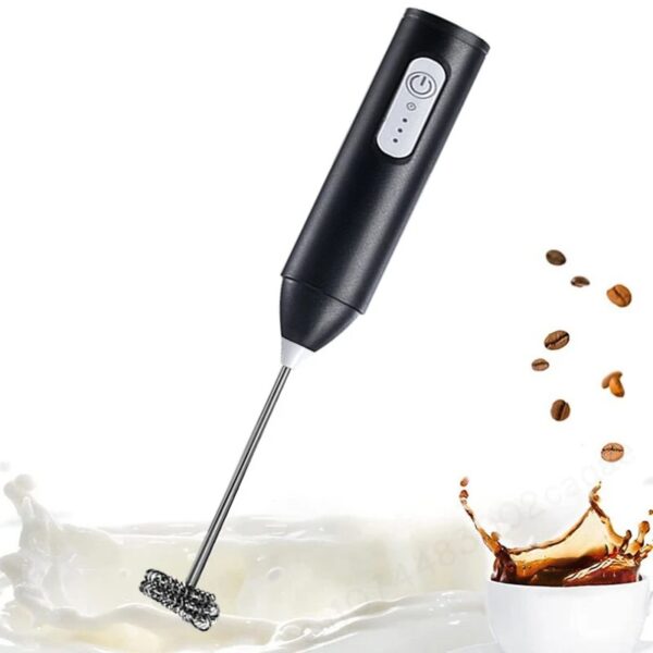 2-in-1 USB Coffee Mixer & Egg Beater – High-Speed Handheld Frother with 2 Stainless Steel Heads