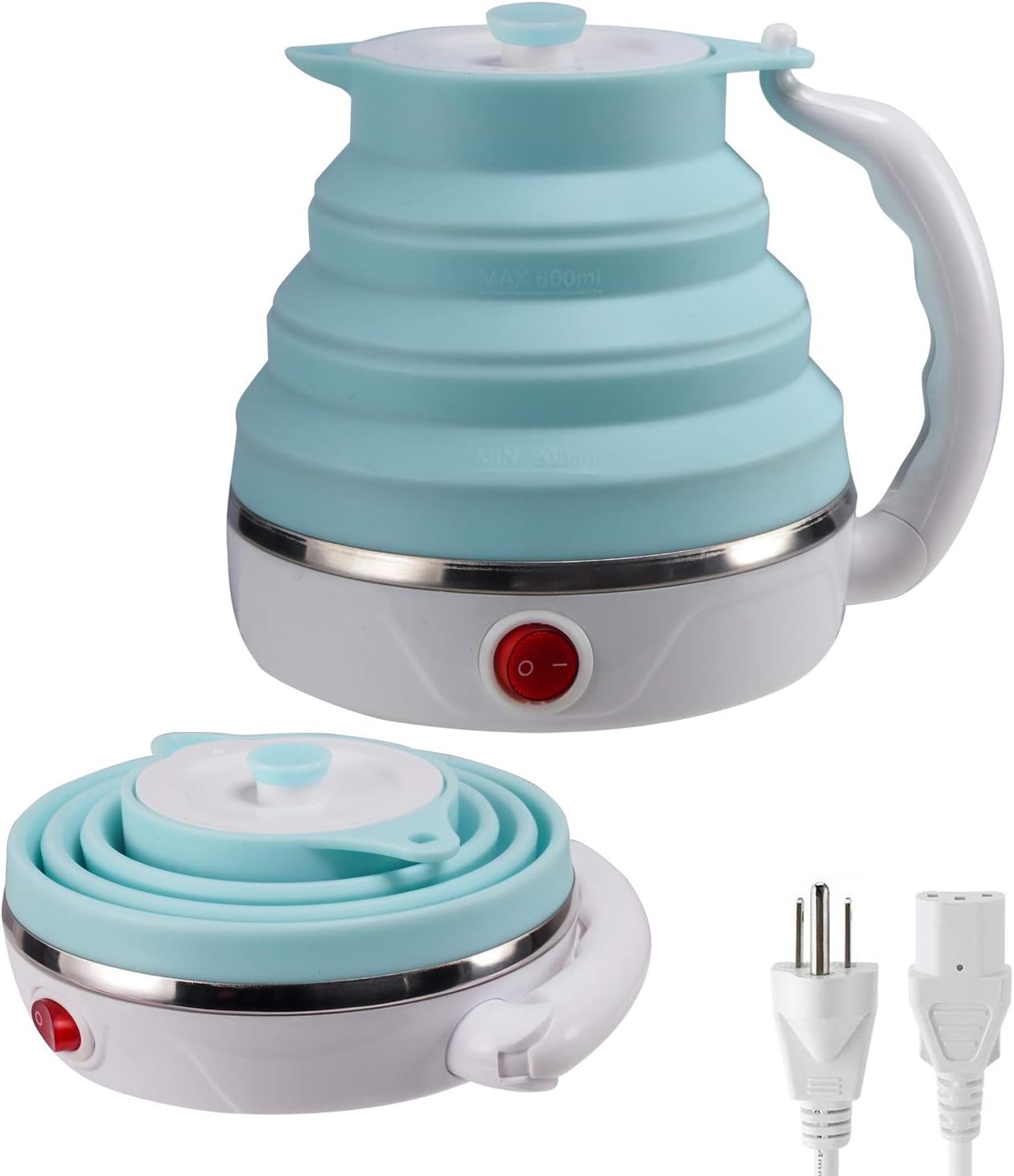 Portable Silicone Electric Kettle – Fast Boiling 600ml Foldable Travel Water Boiler